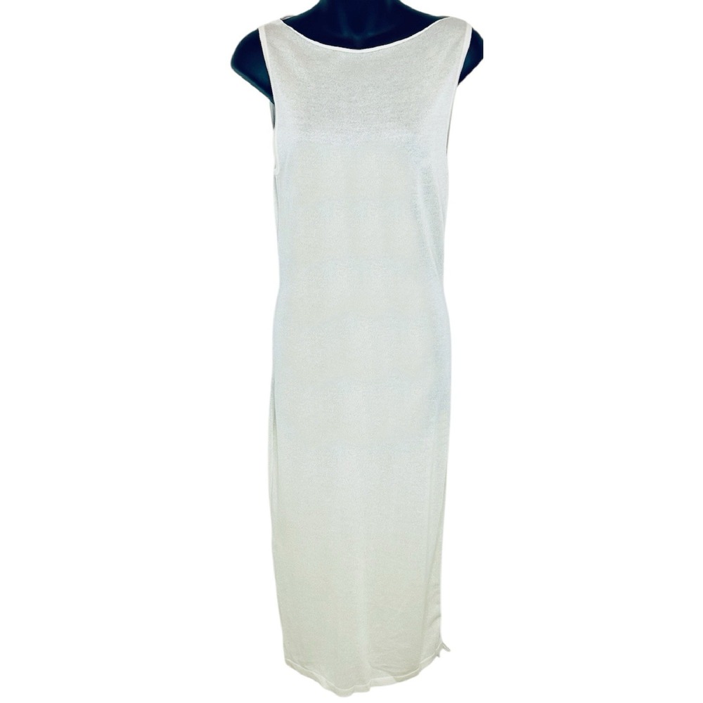 Gabrielle Union Knit Maxi Dress Medium M Ivory Sleeveless Sheath‎ Sweater Dress